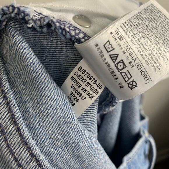 Gap Denim Jeans Size 32 14 S Cheeky Straight High Rise Blue Holes Med Wash NEW - Picture 12 of 12